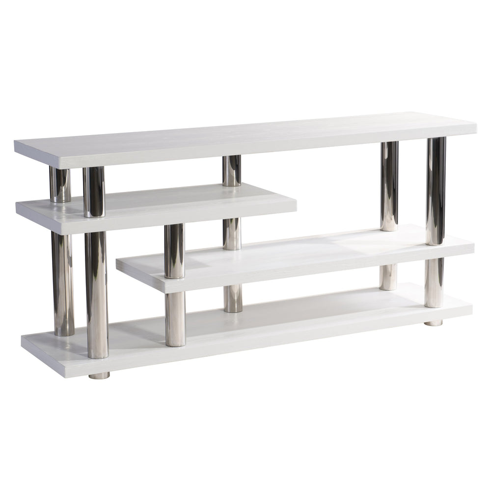 Bernhardt Bernhardt Yuma Console Table With Azucar Wood Shelves & Polished Stainless Posts, 69"W X 32"H Elegance 316912