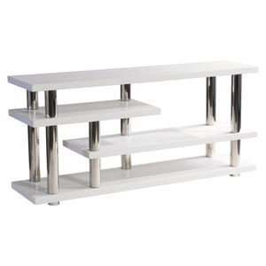 Bernhardt Bernhardt Yuma Console Table With Azucar Wood Shelves & Polished Stainless Posts, 69"W X 32"H Elegance 316912