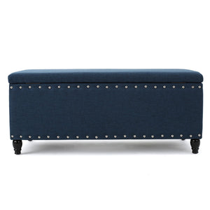English Elm Storage Ottoman Bench with Hinged Lid Padded Seat Living Room Coffee Table 60581.00DBL