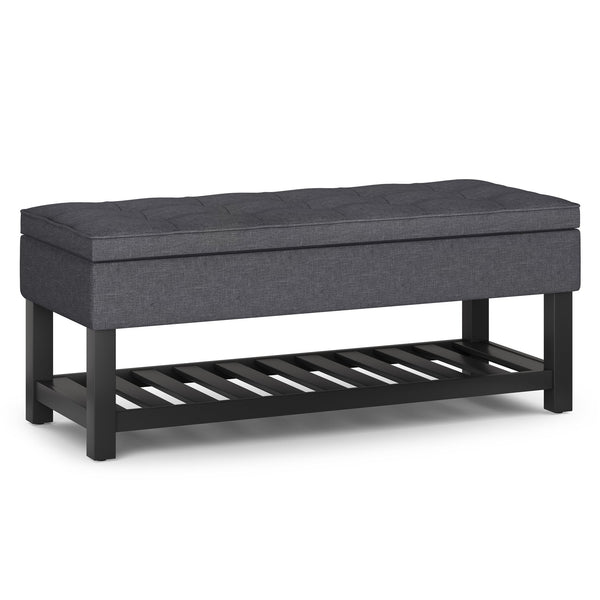 English Elm Cosmopolitan Storage Ottoman Bench - Stylish Slate Grey With Lift-Up Lid & Open Shelf For Versatile Use B136P158565