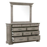 Pulaski Furniture Madison Ridge 10 Drawer Dresser and Framed Mirror in Heritage Taupe P091-BR-K7-PULASKI P091-BR-K7-PULASKI