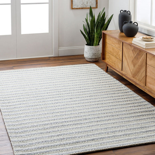 Livabliss Empoli Handwoven Wool Blend Cottage Accent Rug for Entryways Bedrooms and Cozy Nooks Cream, Light Gr 8' x 10' EPO2300-810