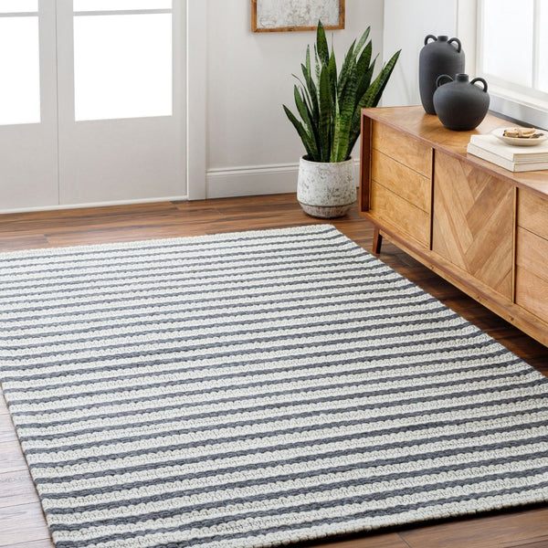 Livabliss Empoli Handwoven Wool Blend Cottage Accent Rug Textured Medium Pile Entryway Mat Cream, Charcoal 8' x 10' EPO2302-810