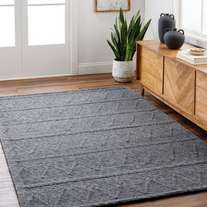 Livabliss Empoli Cottage Style Handwoven Wool Blend Accent Rug for Entryway or Bedroom Charcoal 2' x 3' EPO2304-23