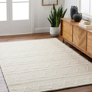 Livabliss Empoli Handwoven Wool Accent Rug Artisan Cottage Charm for Entryways and Bedside Cream, Black 8' x 10' EPO2305-810