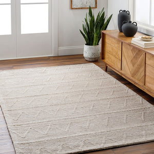 Livabliss Empoli Hand Woven Wool Accent Rug Artisan Cottage Style for Entryway or Bedroom Tan 5' x 7'6" EPO2306-576