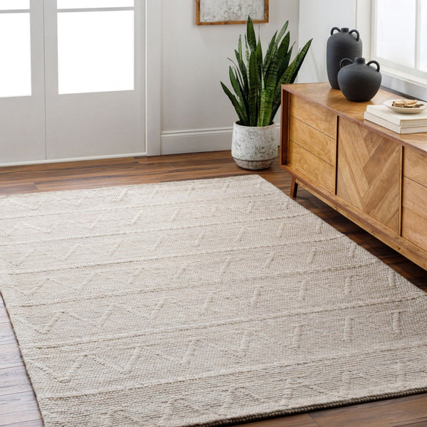 Livabliss Empoli Hand Woven Wool Accent Rug Artisan Cottage Style for Entryway or Bedroom Tan 5' x 7'6" EPO2306-576