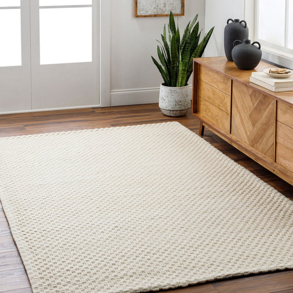 Livabliss Empoli Handwoven Wool Accent Rug Cottage Style with Sustainable Yarn for Entryways Ivory, Cream 5' x 7'6" EPO2309-576