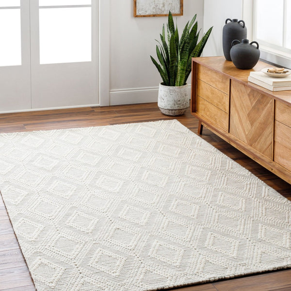Livabliss Empoli Handwoven Wool Blend Area Rug Artisan Crafted Earthy Cottage Accent Cream, Black 2' x 3' EPO2313-23