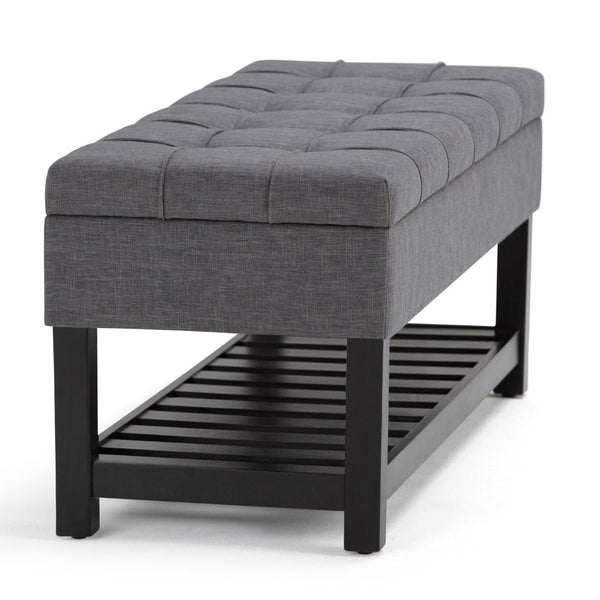 English Elm Saxon Storage Ottoman Bench In Slate Grey - Stylish, Versatile, And Functional Seating With Storage! B136P159133-GIGA