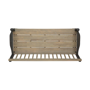English Elm Imperial Solid Acacia Wood Farmhouse Bench with Lower Shelf for Entryway 62539.00SGRYBLK