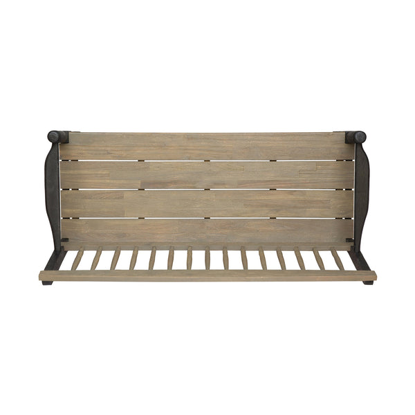 English Elm Imperial Solid Acacia Wood Farmhouse Bench with Lower Shelf for Entryway 62539.00SGRYBLK