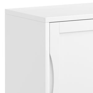 English Elm Harper Mid-Century 30" Solid Hardwood Low Storage Cabinet with Sliding Doors, Eco-Friendly Finish White B136P158710