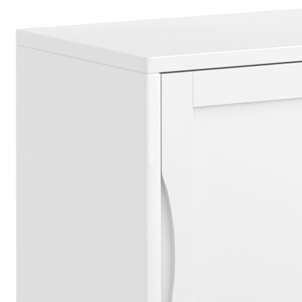 English Elm Harper Mid-Century 30" Solid Hardwood Low Storage Cabinet with Sliding Doors, Eco-Friendly Finish White B136P158710