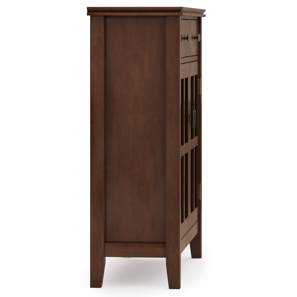 English Elm Artisan Entryway Storage Cabinet - Handcrafted Russet Brown With Adjustable Shelves & Antique Bronze Details B136P158419