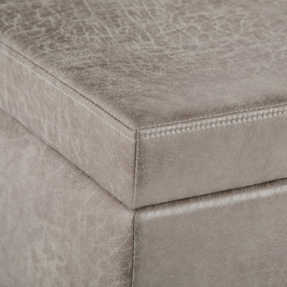 English Elm Avalon Storage Ottoman Bench - Stylish Distressed Grey Taupe, Hidden Storage & Comfortable Seating B136P158643