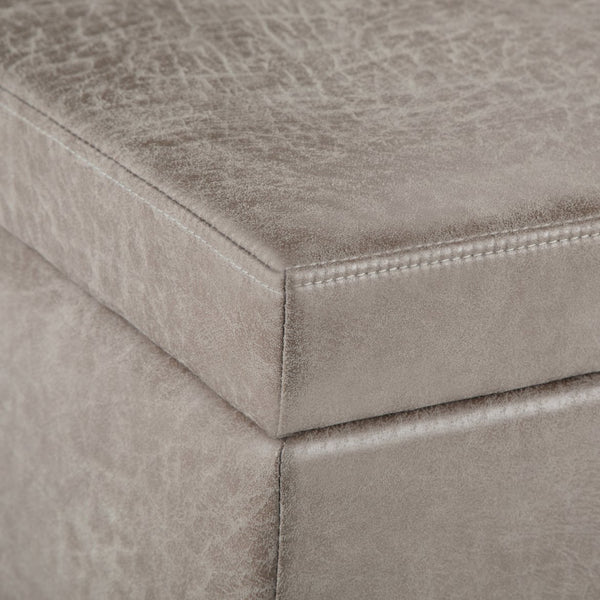 English Elm Avalon Storage Ottoman Bench - Stylish Distressed Grey Taupe, Hidden Storage & Comfortable Seating B136P158643