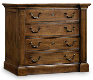 Hooker Furniture Archivist Pecky Pecan Lateral File With Locking Pendaflex Drawers, Antique French Silhouette Finish 5447-10466