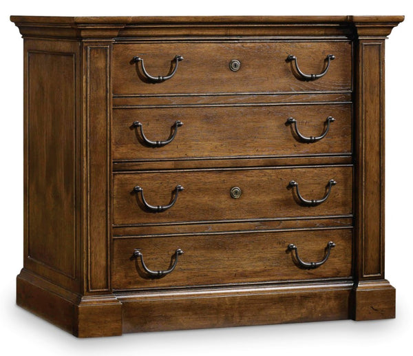Hooker Furniture Archivist Pecky Pecan Lateral File With Locking Pendaflex Drawers, Antique French Silhouette Finish 5447-10466