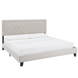 Homelegance By Top-Line Terrell Black Finish Frame with Velvet Fabric Platform Bed Cream Velvet