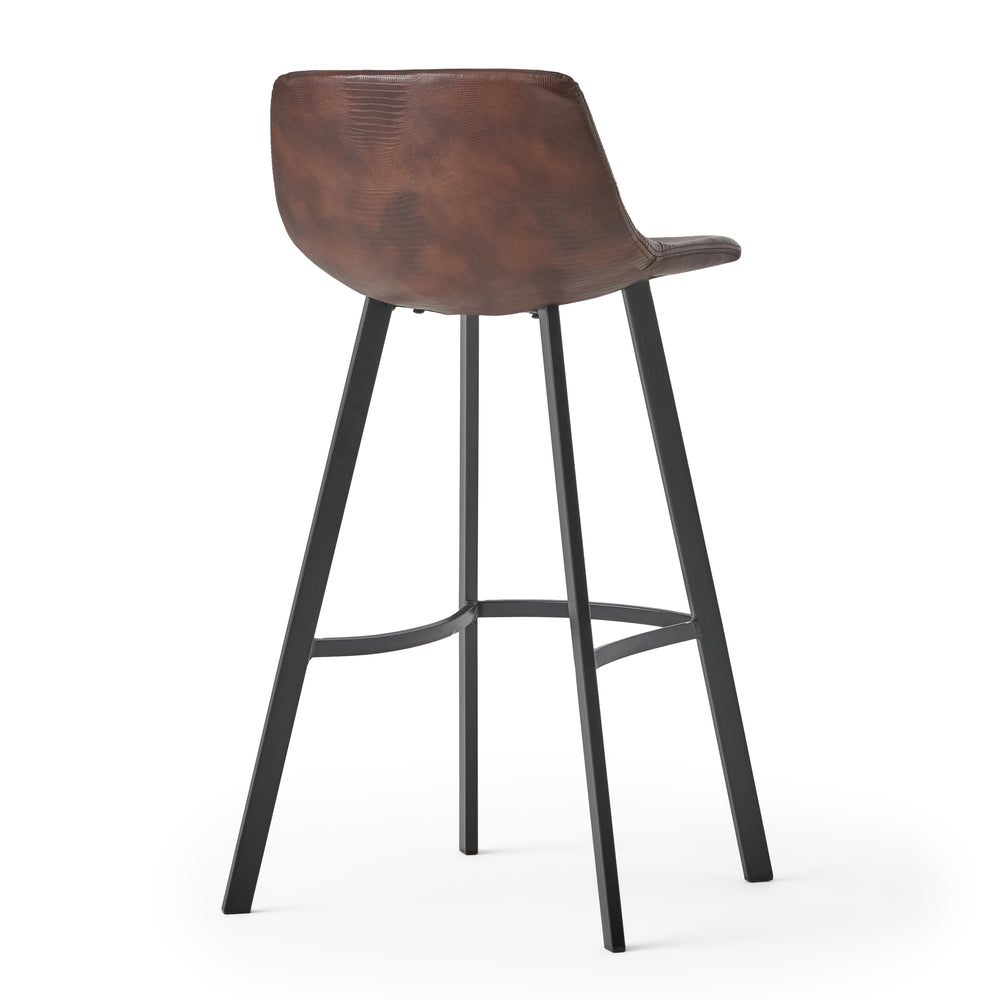 English Elm Christopher Knight Home® - Set of 2 Dax Faux Leather Barstool Brown with Faux Snakeskin Stitching, Cushioned Seat & Steel Legs 57582.00