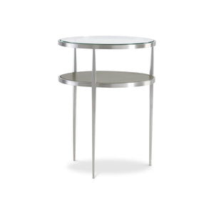 Bernhardt Bernhardt Cornelia Accent Table With Nebbia Wood Shelf, Brushed Stainless Frame & Tempered Glass Top 331123