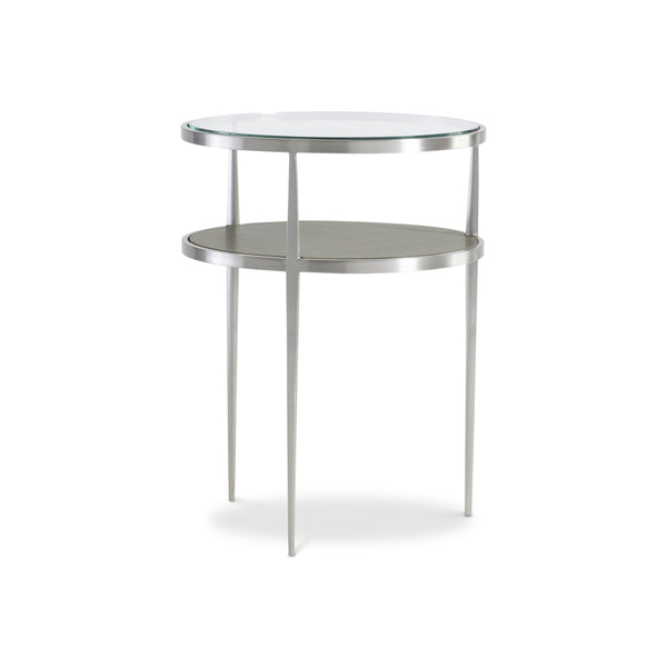 Bernhardt Bernhardt Cornelia Accent Table With Nebbia Wood Shelf, Brushed Stainless Frame & Tempered Glass Top 331123