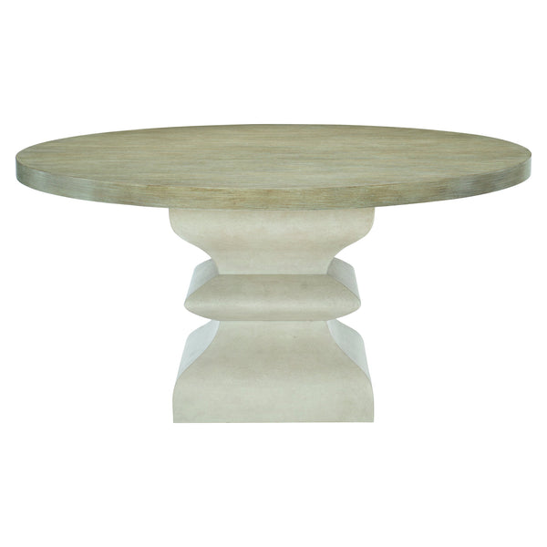 Bernhardt Bernhardt Sandstone Santa Barbara Round Dining Table - 60" Wire-Brushed Oak Top & Faux Stone Pedestal K1112