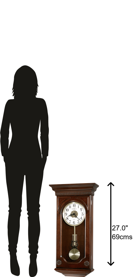 Hekman Furniture 625384 Antique Jasmine Wall Clock - Elegant Hampton Cherry Finish With Dual-chime Quartz Movement Hampton Cherry Jasmine Wall Clock 625384