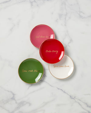 Lenox Kate Spade Be Jolly Color 4-Piece Tidbit Plates White, IVORY PORCELAIN 895355