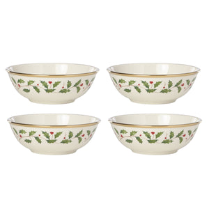 Lenox Holiday Place Setting Bowls, Set of 4 Red & Green, IVORY PORCELAIN 897082