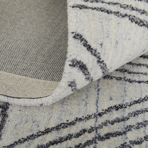 Feizy Rugs Whitton Handwoven Wool & Viscose Rug - Contemporary Abstract Design In Dark Blues & Grays Ivory,Black Viscose,Wool Wtn8893fivyblkp00