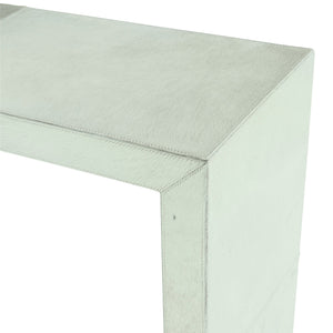 Bernhardt Bernhardt Seward Console Table In White Hair-On-Hide With Saddle Stitching, Adjustable Glides, Anti-Tip Kit 379906