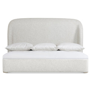 Bernhardt Bernhardt Shelter Bed California King — Upholstered Curved Headboard, Wire‑Brushed Oak Feet, Modern Luxe K2219