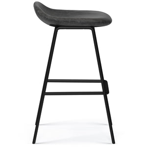 English Elm Dafney Bar Stool Set Of 2 - Sleek Distressed Charcoal Grey Vegan Leather For Modern Spaces B136P158578