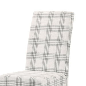 English Elm Christopher Knight Home® - DINING Chair with Plush Fabric Upholstery, Rubberwood Legs, Contemporary Minimalist Comfort and Style Grey Plaid 60162.00GRYPLD