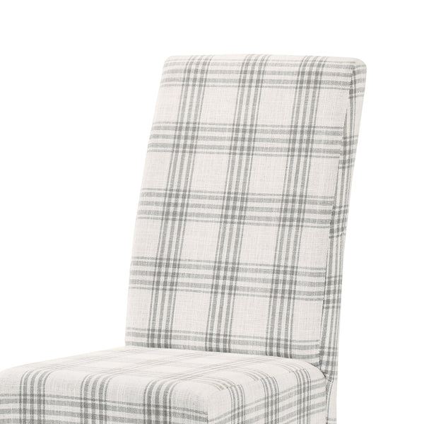 English Elm Christopher Knight Home® - DINING Chair with Plush Fabric Upholstery, Rubberwood Legs, Contemporary Minimalist Comfort and Style Grey Plaid 60162.00GRYPLD