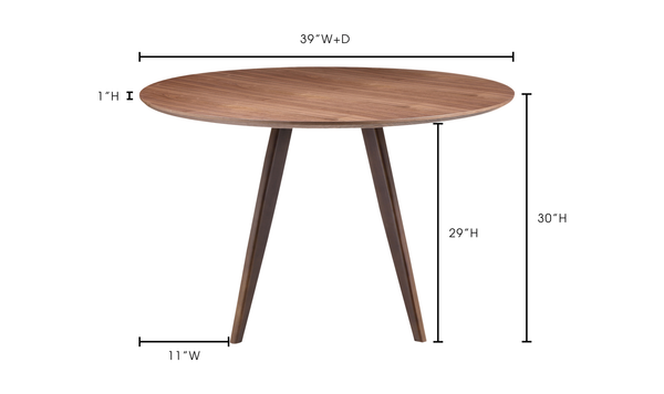 Dover Contemporary Walnut Dining Table - Perfect for Small Spaces, Stylish Mid-Century Design