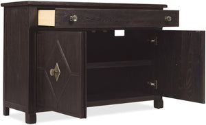 Hooker Furniture Driftwood Hall Chest With Buckboard Finish, Diamond-Motif Doors, Soft-Close Drawer & Storage Blacks 6820-85005-99