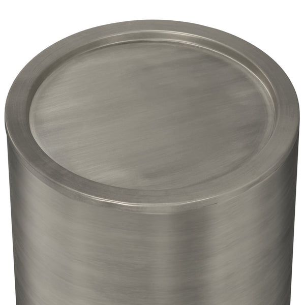 English Elm Corbin Handcrafted Metal Side Table in Antique Copper Finish — Industrial Round Cylinder End Table, 16" diameter x 21" high Gray B136P158996