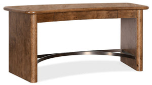 Hooker Furniture Melange Romano Oak Bow Front Writing Desk with Bronze Stretcher for Home Office 628-10009-82