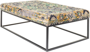 Ergani ERG-001 18"H x 50"W x 30"D Bench ERG-001  Upholstery: Light Beige, Navy, Sky Blue, Teal, Mustard; Base: Black Surya