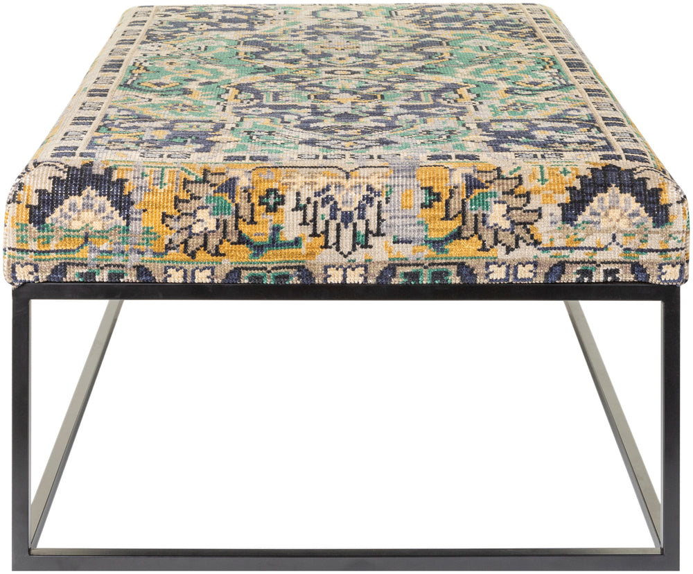 Ergani ERG-001 18"H x 50"W x 30"D Bench ERG-001  Upholstery: Light Beige, Navy, Sky Blue, Teal, Mustard; Base: Black Surya