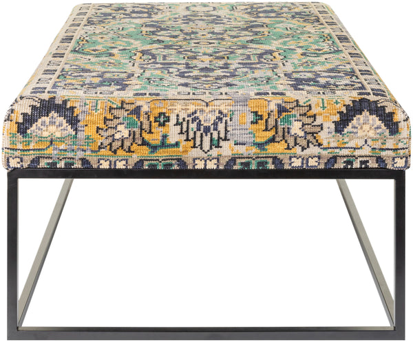 Ergani ERG-001 18"H x 50"W x 30"D Bench ERG-001  Upholstery: Light Beige, Navy, Sky Blue, Teal, Mustard; Base: Black Surya