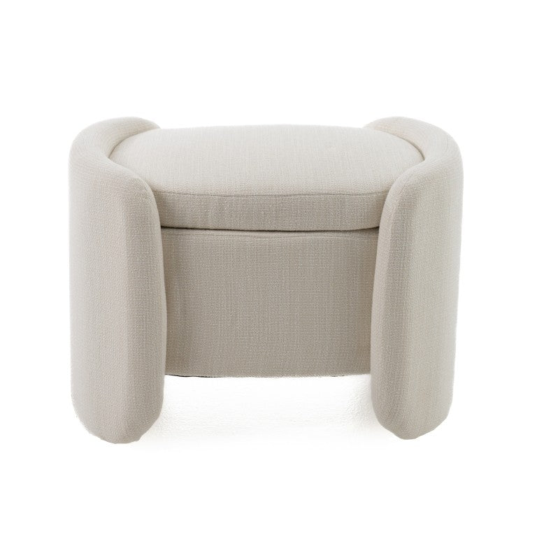 VIG Furniture Erin Cream Fabric Storage Ottoman With Oval Silhouette, Lift-Off Lid, Foam Seating & 200 Lb Capacity VGRH-RHT-721-CRM