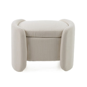 VIG Furniture Erin Cream Fabric Storage Ottoman With Oval Silhouette, Lift-Off Lid, Foam Seating & 200 Lb Capacity VGRH-RHT-721-CRM