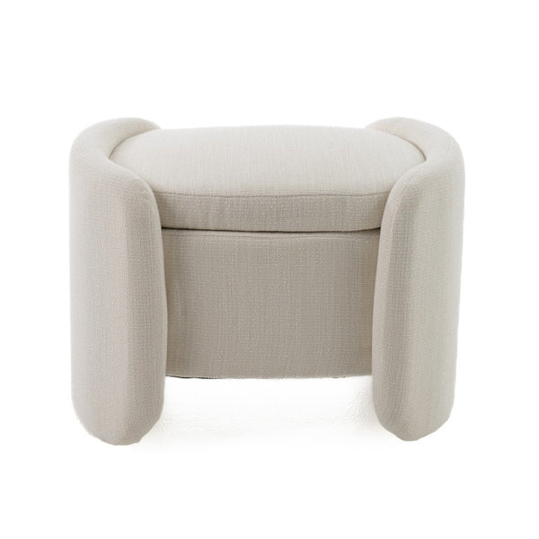 VIG Furniture Erin Cream Fabric Storage Ottoman With Oval Silhouette, Lift-Off Lid, Foam Seating & 200 Lb Capacity VGRH-RHT-721-CRM