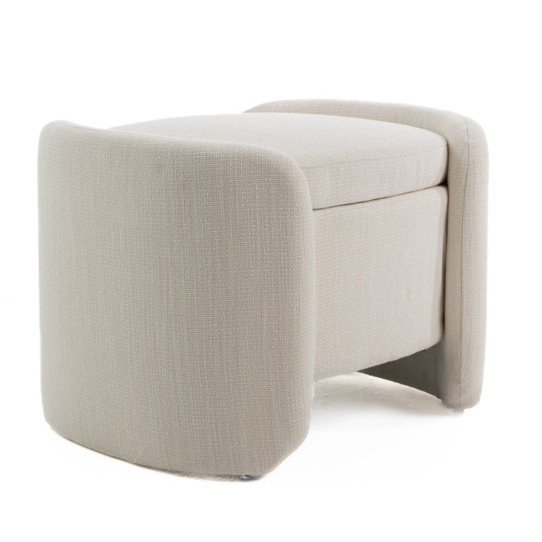 VIG Furniture Erin Cream Fabric Storage Ottoman With Oval Silhouette, Lift-Off Lid, Foam Seating & 200 Lb Capacity VGRH-RHT-721-CRM