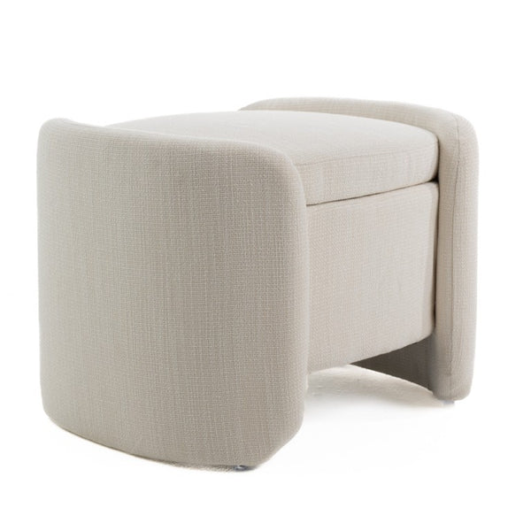VIG Furniture Erin Cream Fabric Storage Ottoman With Oval Silhouette, Lift-Off Lid, Foam Seating & 200 Lb Capacity VGRH-RHT-721-CRM