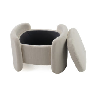 VIG Furniture Erin Cream Fabric Storage Ottoman With Oval Silhouette, Lift-Off Lid, Foam Seating & 200 Lb Capacity VGRH-RHT-721-CRM